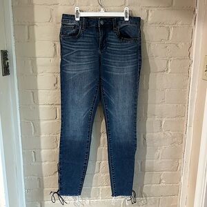 STS Blue Emma ankle skinny jeans blue with tie up on sides boho size 27